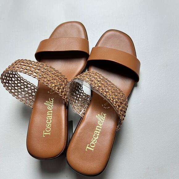 TOSCANELLA Women's Tan Made In Italy Gaucho Raffia Heeled Sandals  Sz 9 - Picture 8 of 11